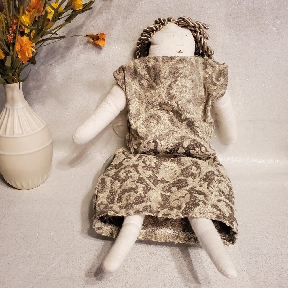 Vintage Collectible Woof & Poof 2000 Green Tapestry Dress Christmas Angel 18"